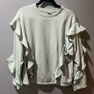 Target green ruffle crew neck